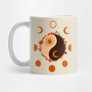 Floral Yin Yang & moon phases Mug